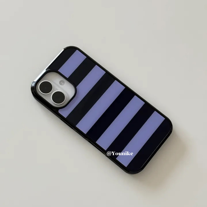 Phone Cases Blue - Korean Ins Purple and Black Stripes