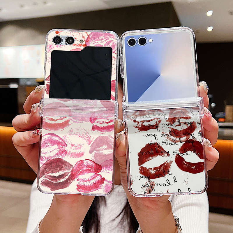 Phone Cases Z Flip 7 - Red Kiss Lips Patterned Phone Case