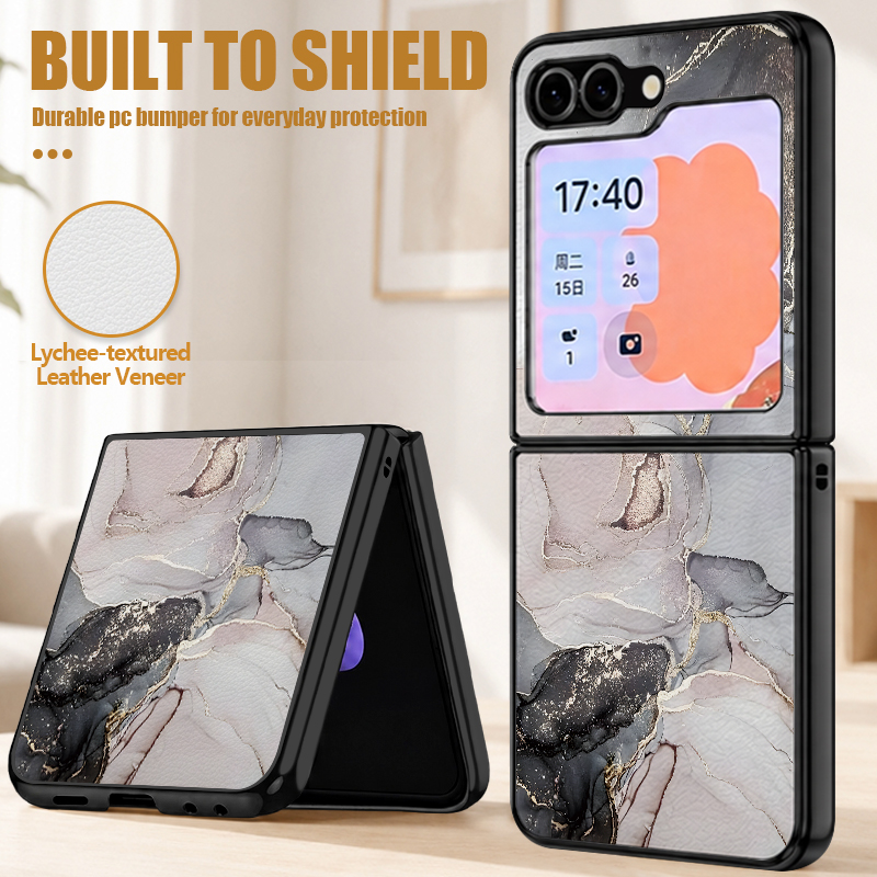 Phone Cases Z Flip 7 - Premium PU Leather Phone Case For