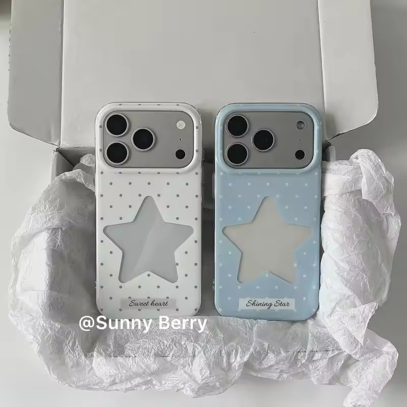 Phone Cases Blue - Minimalist Fresh Blue and White Polka