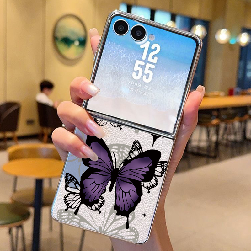 Purple Butterfly PU Leather Ph - Flip Leather Case reseña y precio