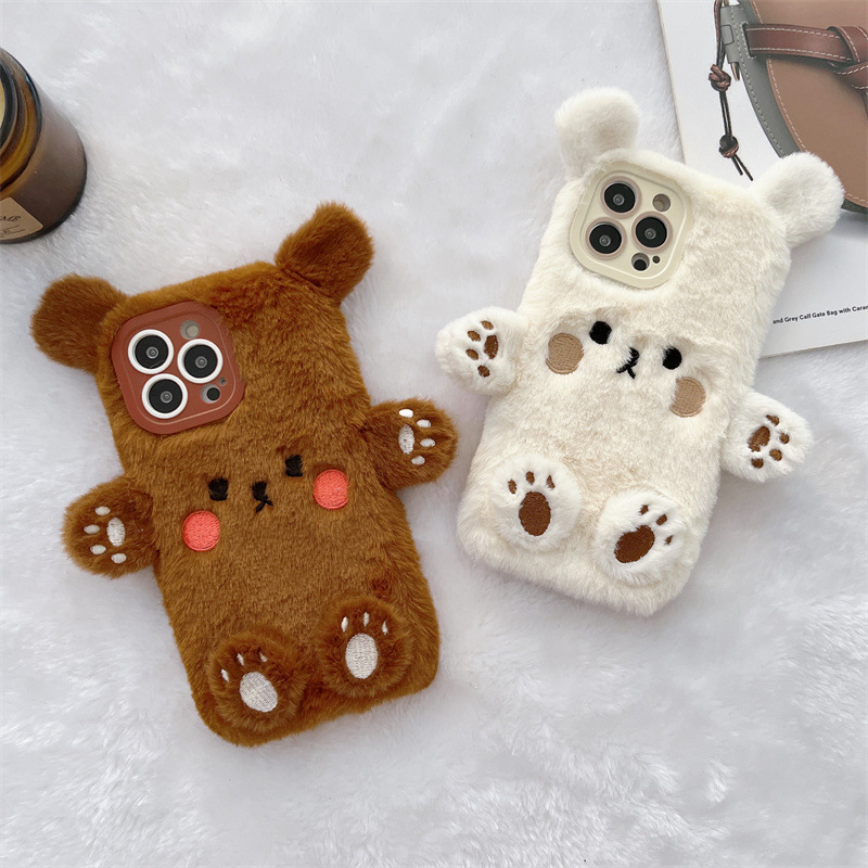 Korean 3D Cartoon Bear Fluffy  - Phone Cases Iphone 12 reseña y precio