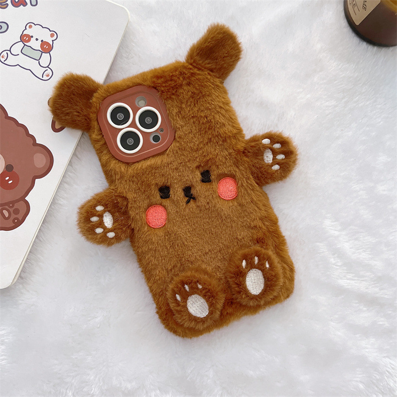 Korean 3D Cartoon Bear Fluffy  - Phone Cases Iphone 12 reseña y precio