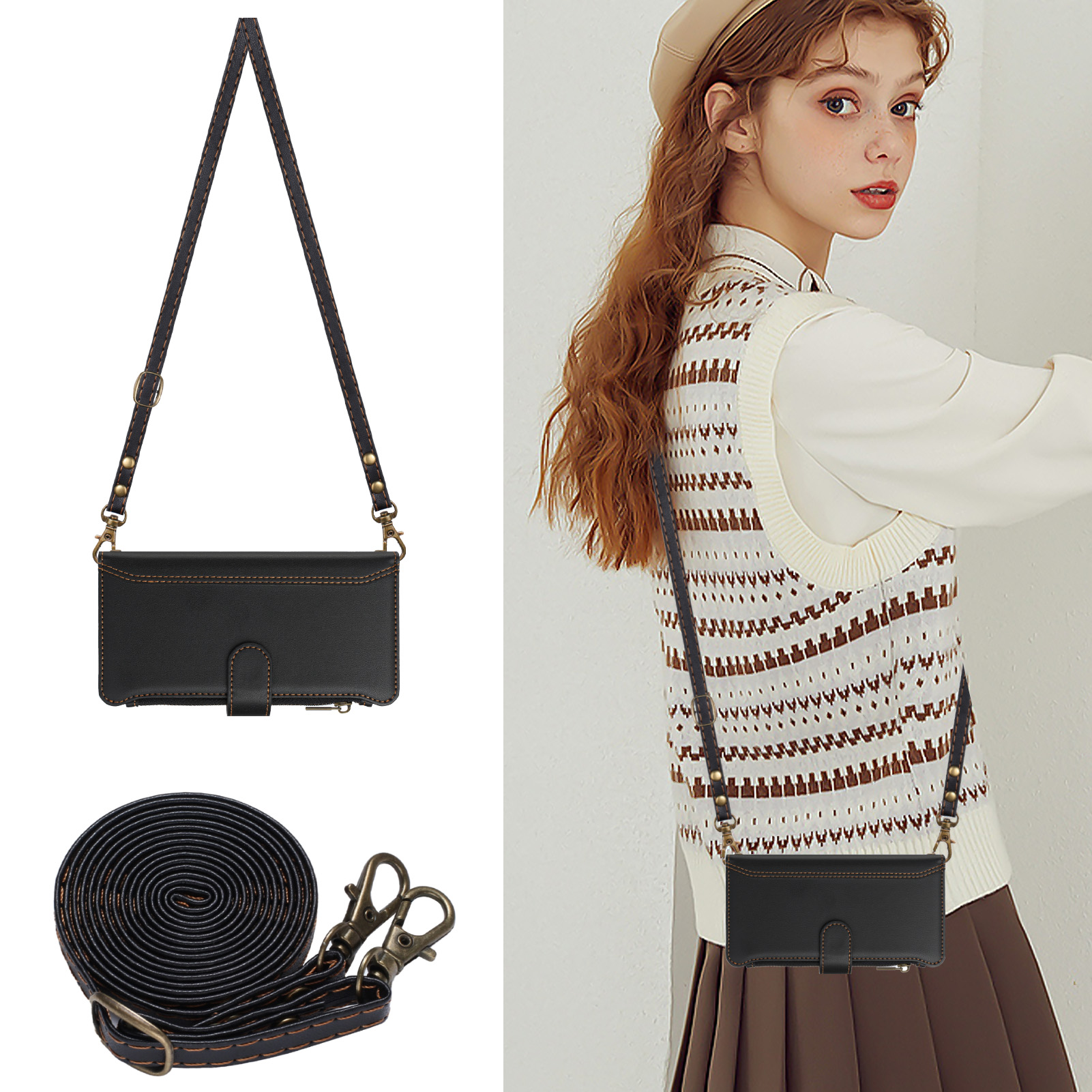 PU Leather Crossbody Flip Wall - Flip Leather Case reseña y precio