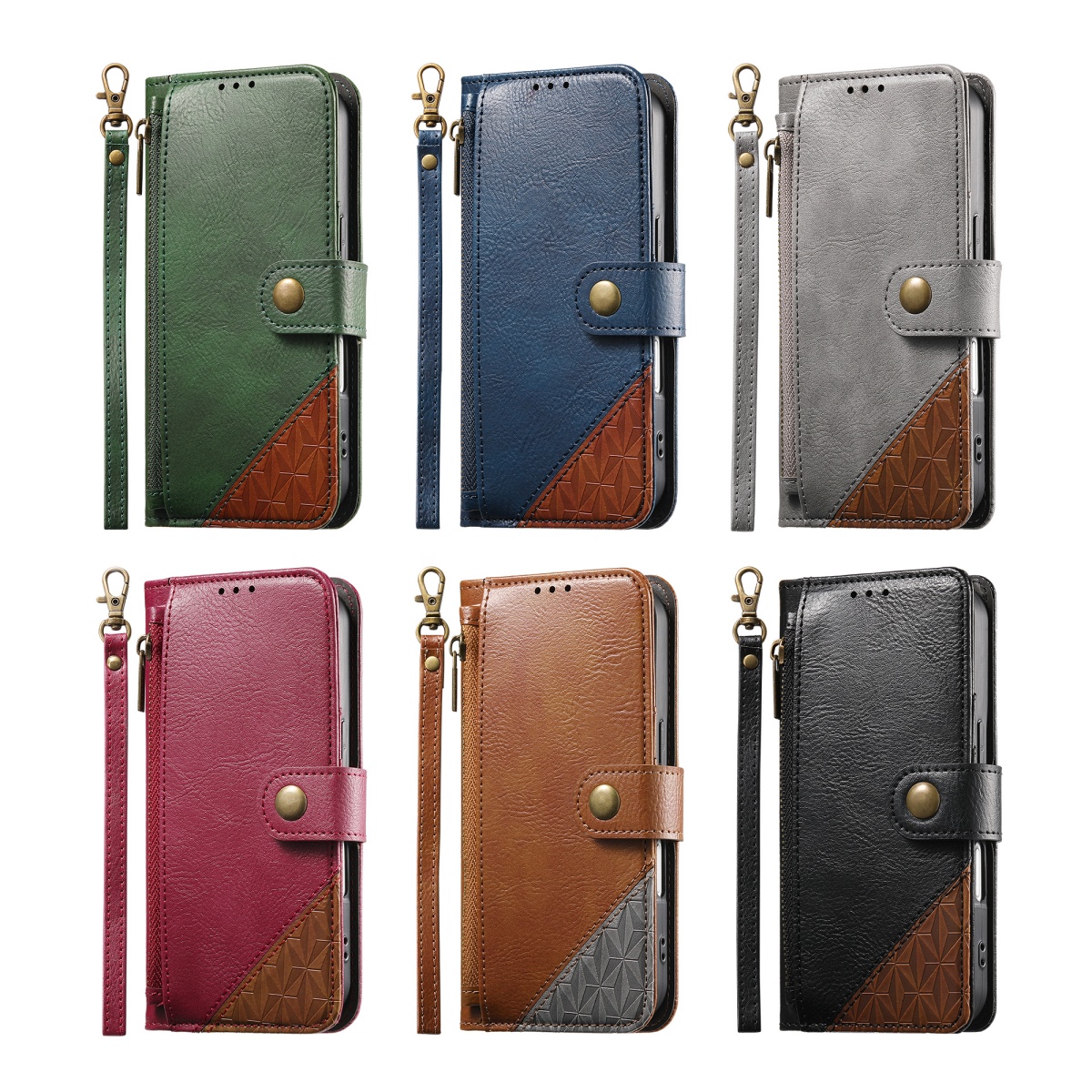 PU Leather Zipper Wrist Strap  - Flip Leather Case reseña y precio