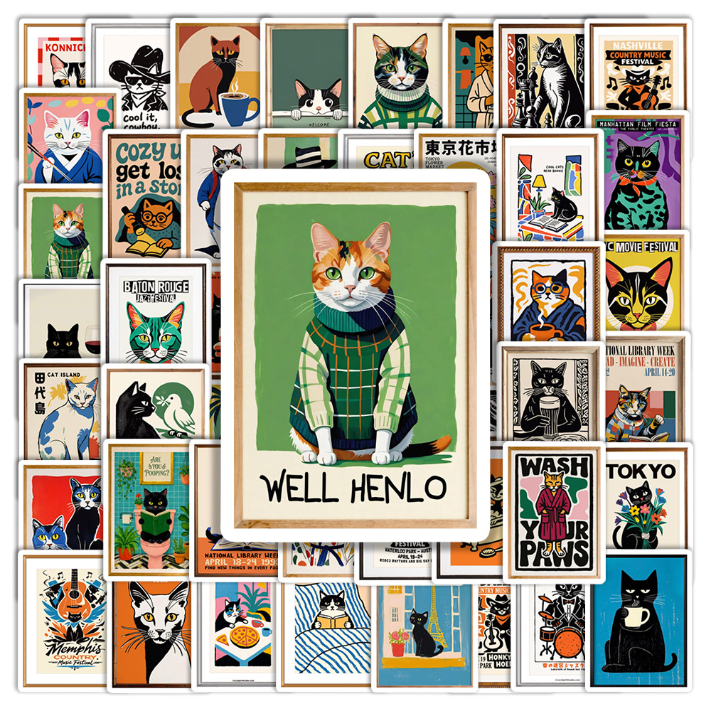 Cute Cat Poster Stickers Water - Phone Cases Junk reseña y precio