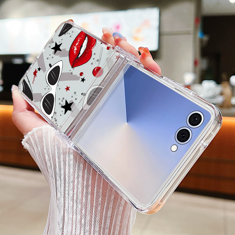 Red Kiss Lips Patterned Phone  - Phone Cases Z Flip 7 reseña y precio