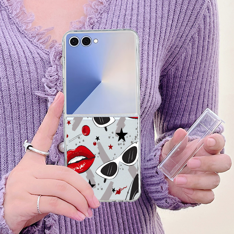 Red Kiss Lips Patterned Phone  - Phone Cases Z Flip 7 reseña y precio