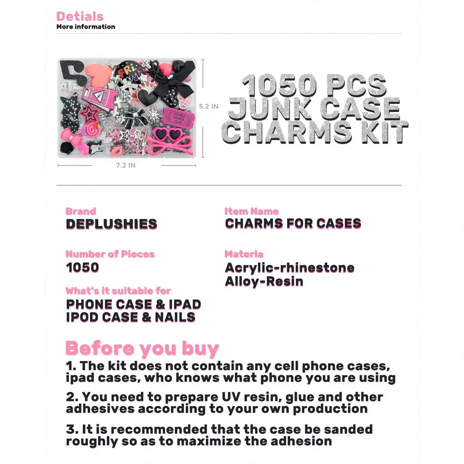 1050 Pcs Junk Phone Case Charm - Phone Cases Junk reseña y precio