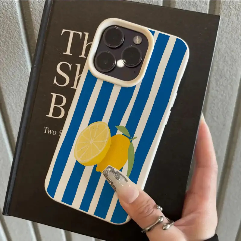 Yellow Lemon Blue Stripe Patte - Phone Cases Blue reseña y precio