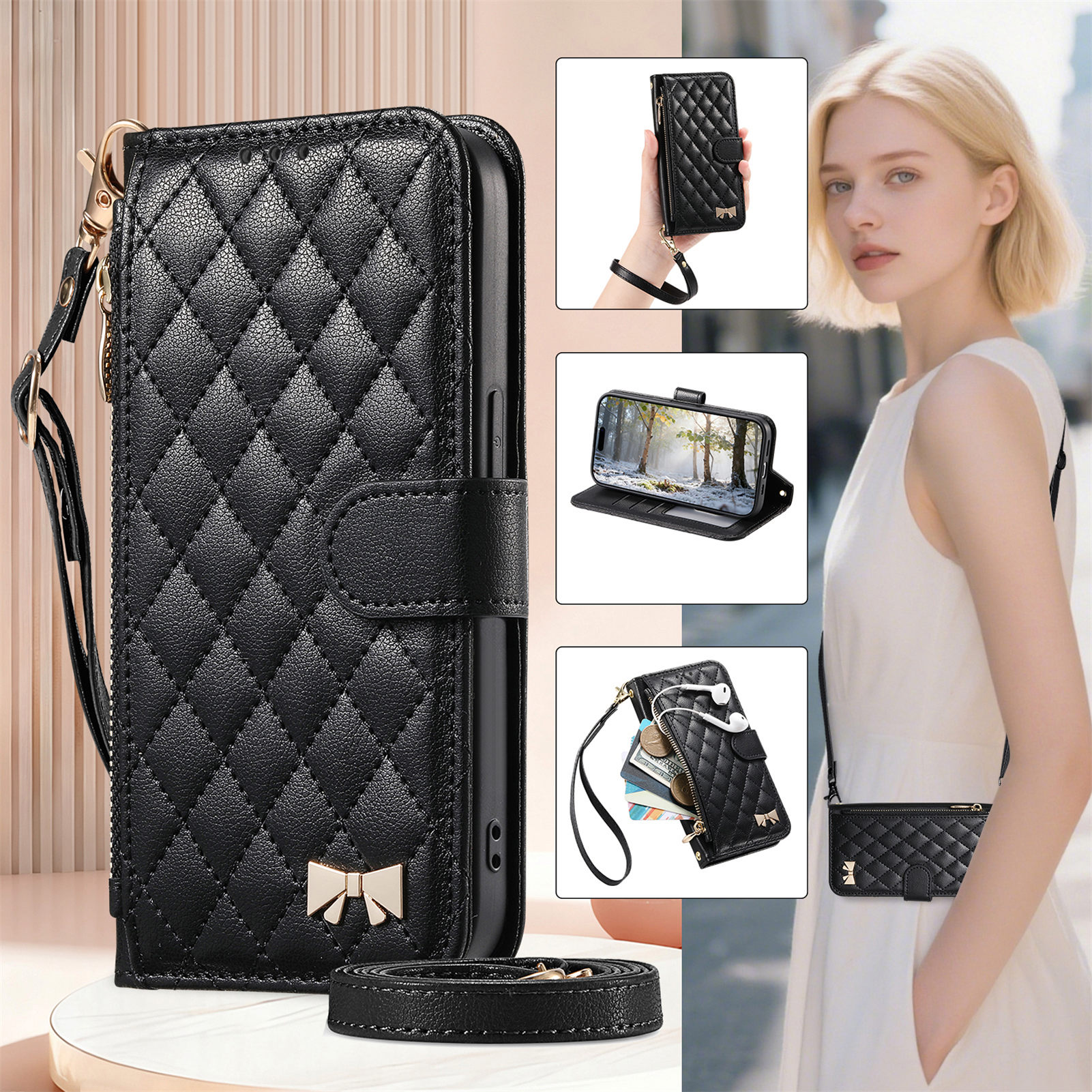 PU Leather Crossbody Flip Wall - Flip Leather Case reseña y precio