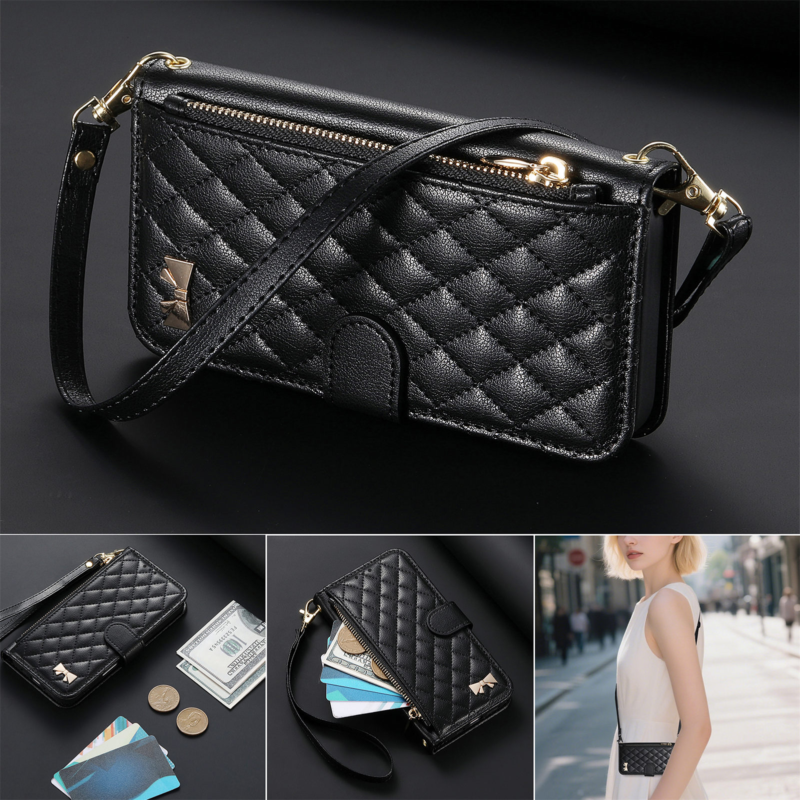 PU Leather Crossbody Flip Wall - Flip Leather Case reseña y precio