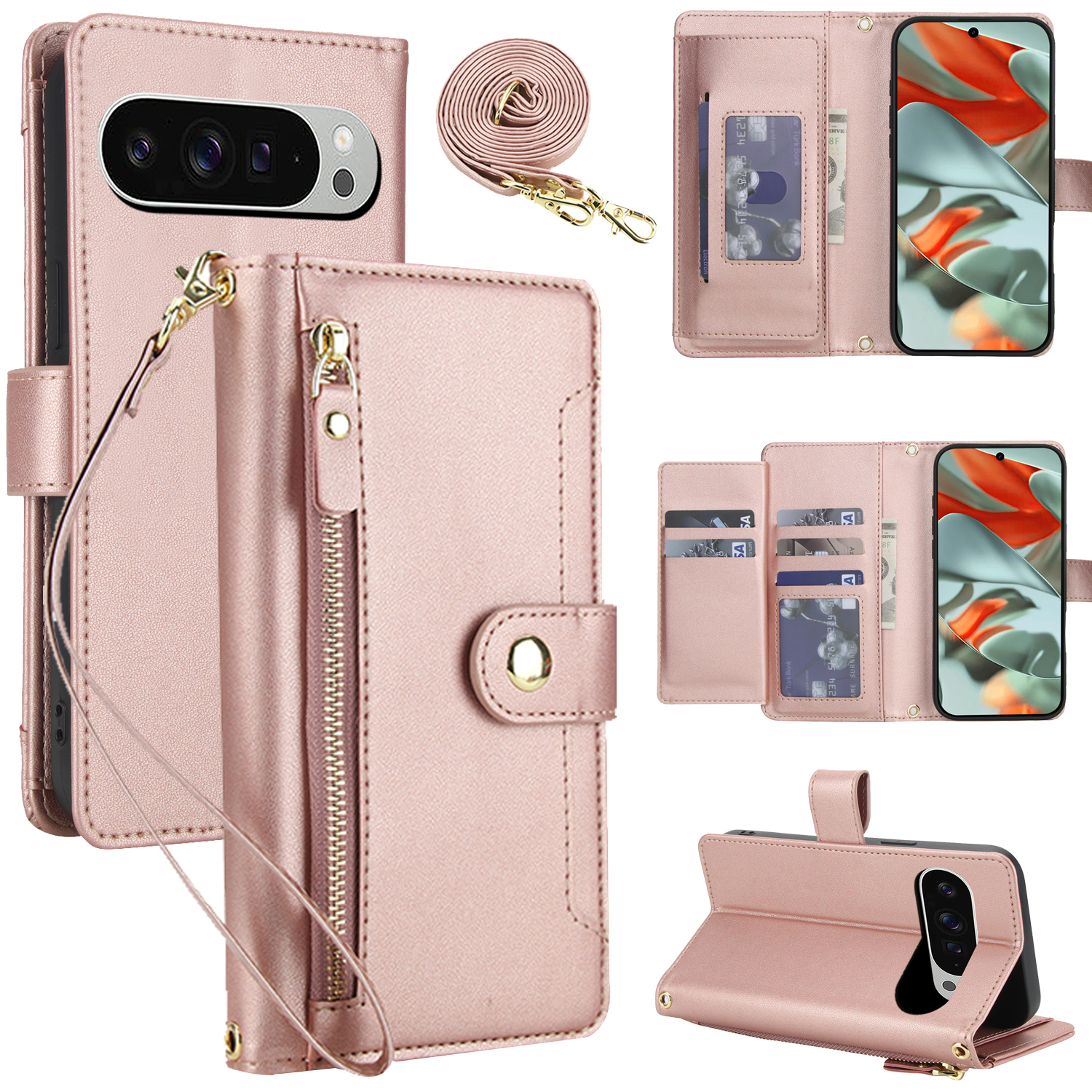 Crossbody Zipper Leather Walle - Flip Leather Case reseña y precio