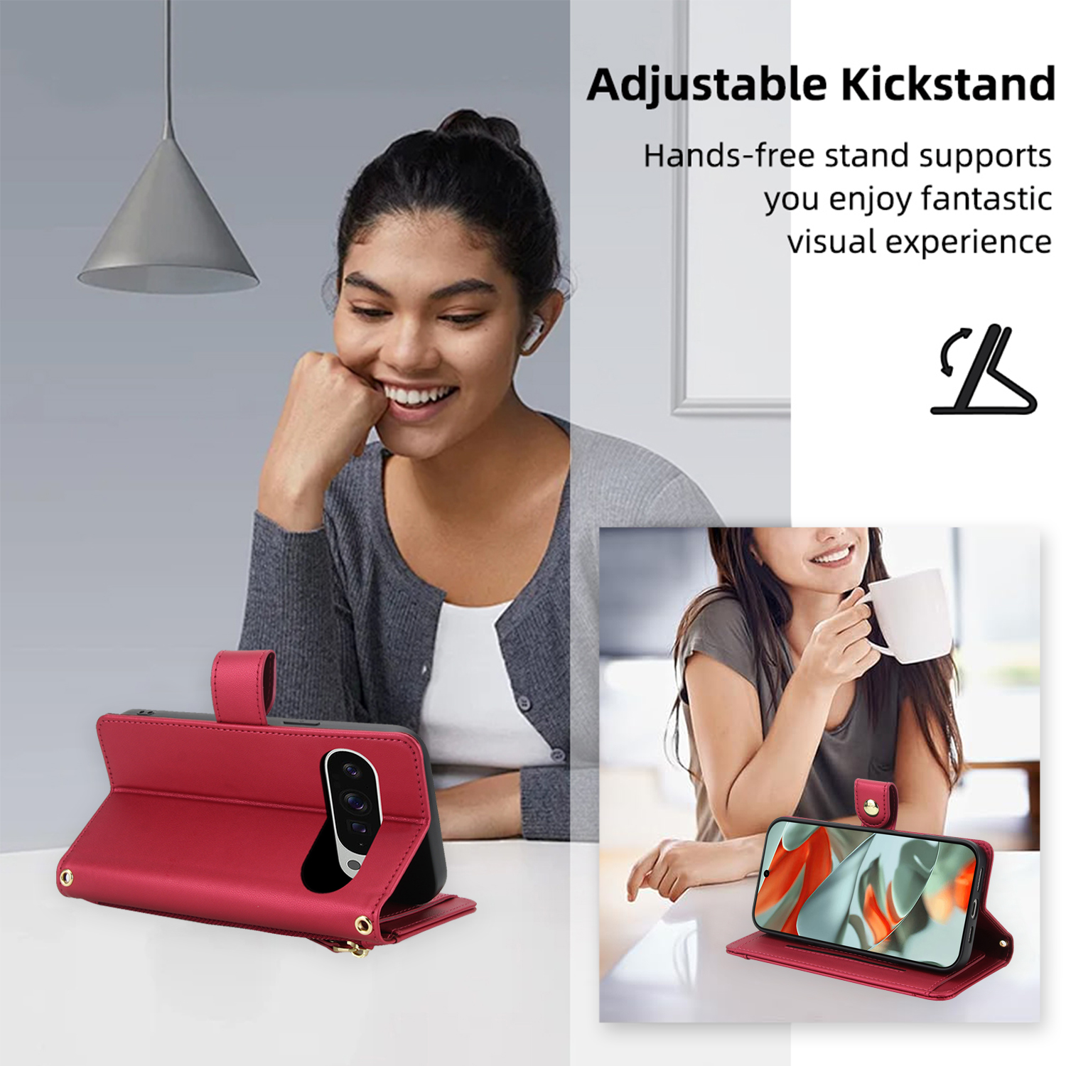 Crossbody Zipper Leather Walle - Flip Leather Case reseña y precio