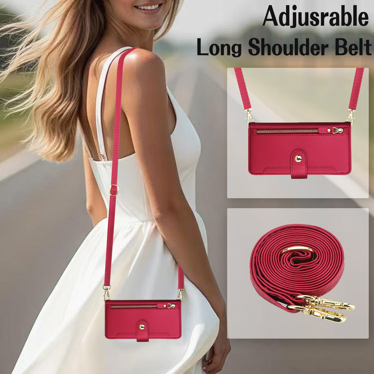 Crossbody Zipper Leather Walle - Flip Leather Case reseña y precio