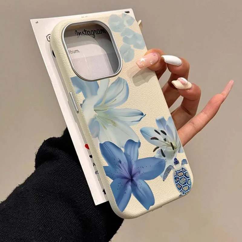 Elegant Blue Lily Fashion Patt - Phone Cases Blue reseña y precio
