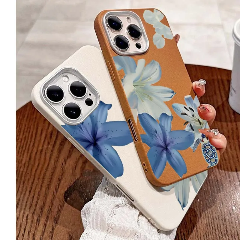 Elegant Blue Lily Fashion Patt - Phone Cases Blue reseña y precio