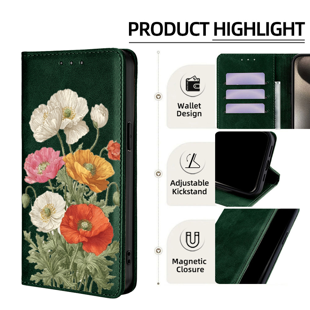 Magnetic Leather Floral patter - Flip Leather Case reseña y precio