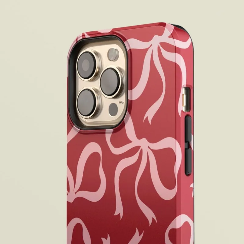 Pink Bows on Red Case For IPHO - Phone Cases Ysl reseña y precio