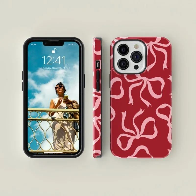 Pink Bows on Red Case For IPHO - Phone Cases Ysl reseña y precio