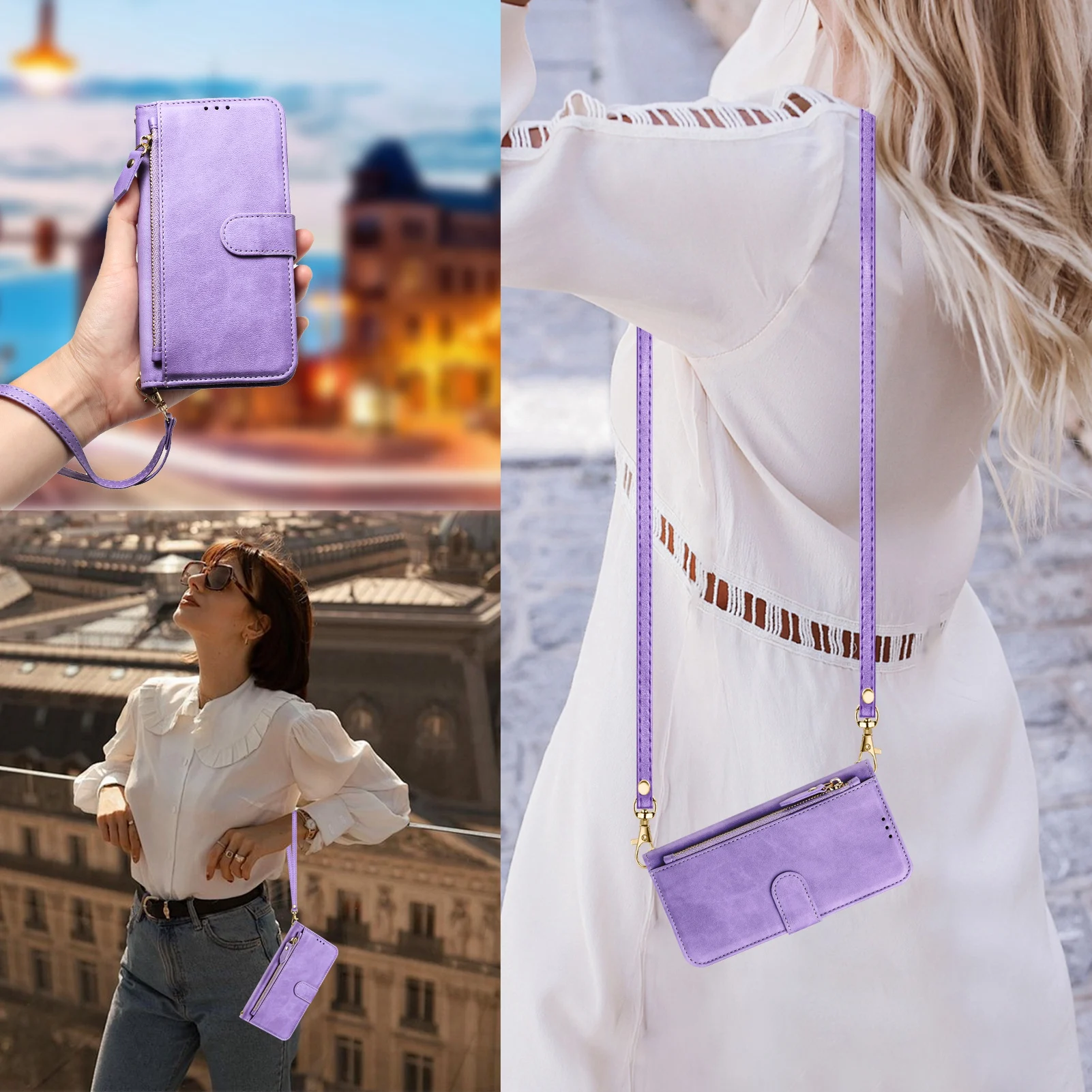 Crossbody Zipper Cards Solt Le - Flip Leather Case reseña y precio